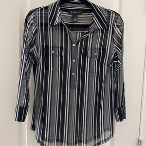 INC International Concepts Black and White Striped Shirt